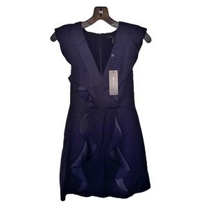 BCBGMaxAzria Dark Navy Blue Ruffle Dress